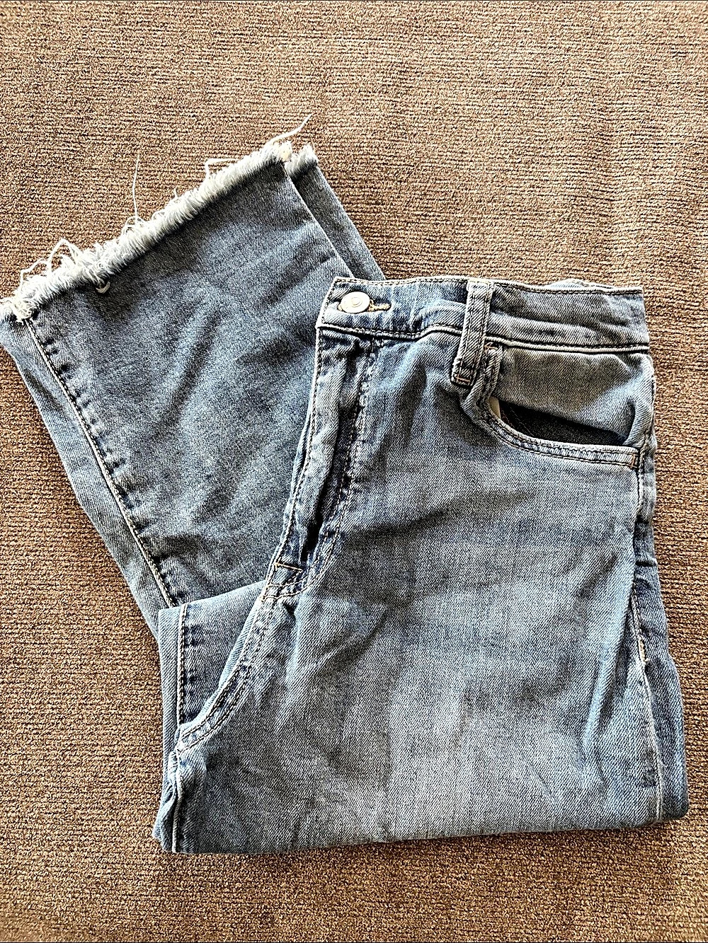 Hudson Jeans Straight Leg Raw Hem Jeans Waist 28 Blue